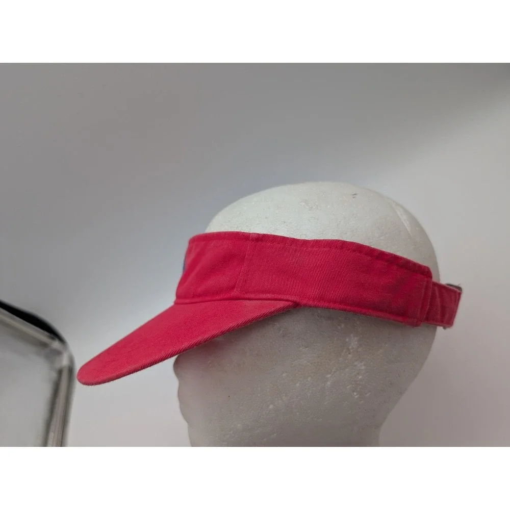 Polo Ralph Lauren Red Cotton Visor Blue Pony Logo Adjustable Hat One Size